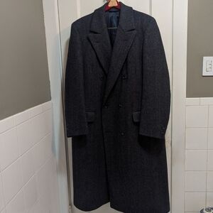 Vintage Christian DIOR Monsieur Men's XL-XXL Coat - Charcoal Gray Wool Chevron